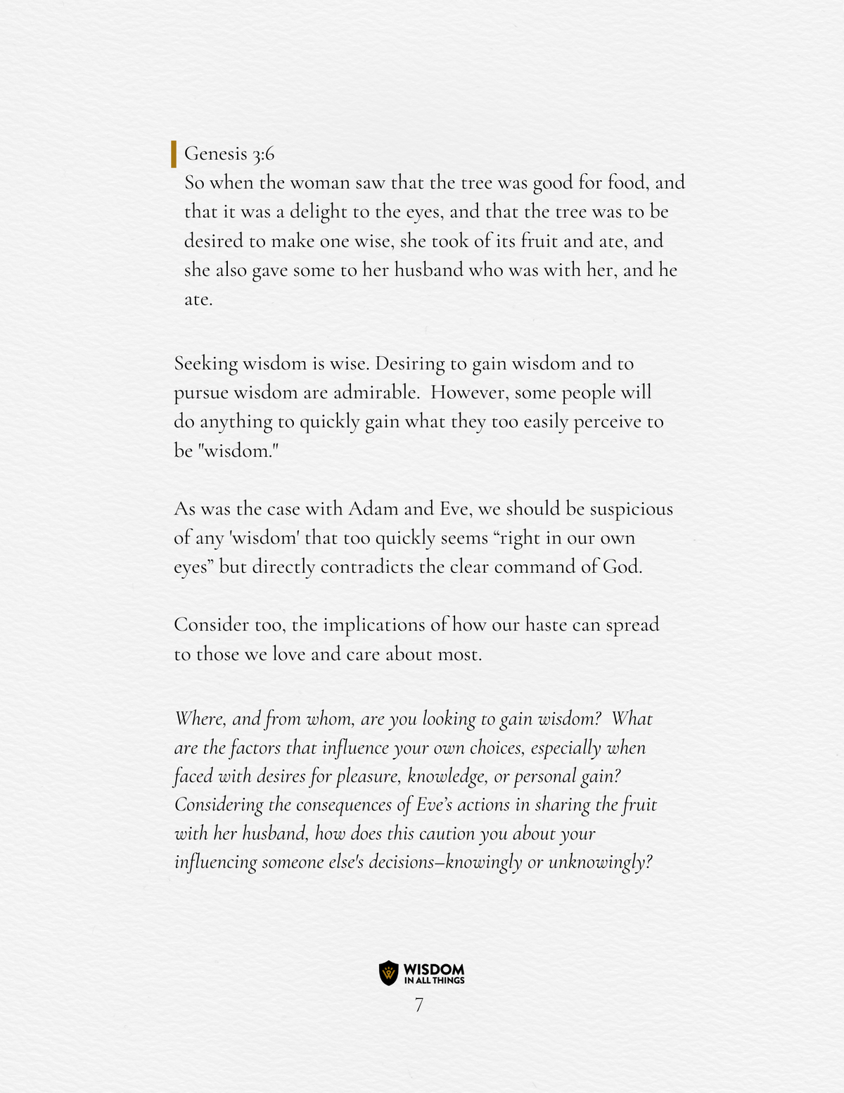 The Word on Wisdom - OT - BOOK