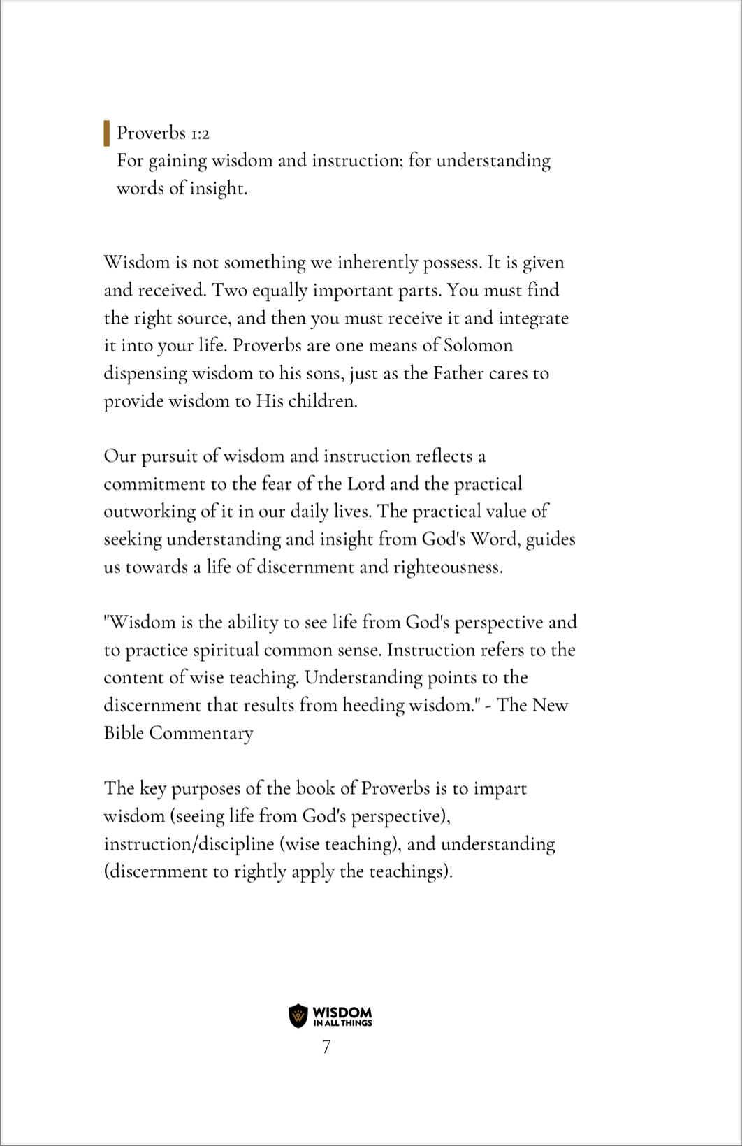 The Word on Wisdom - Prov - PDF