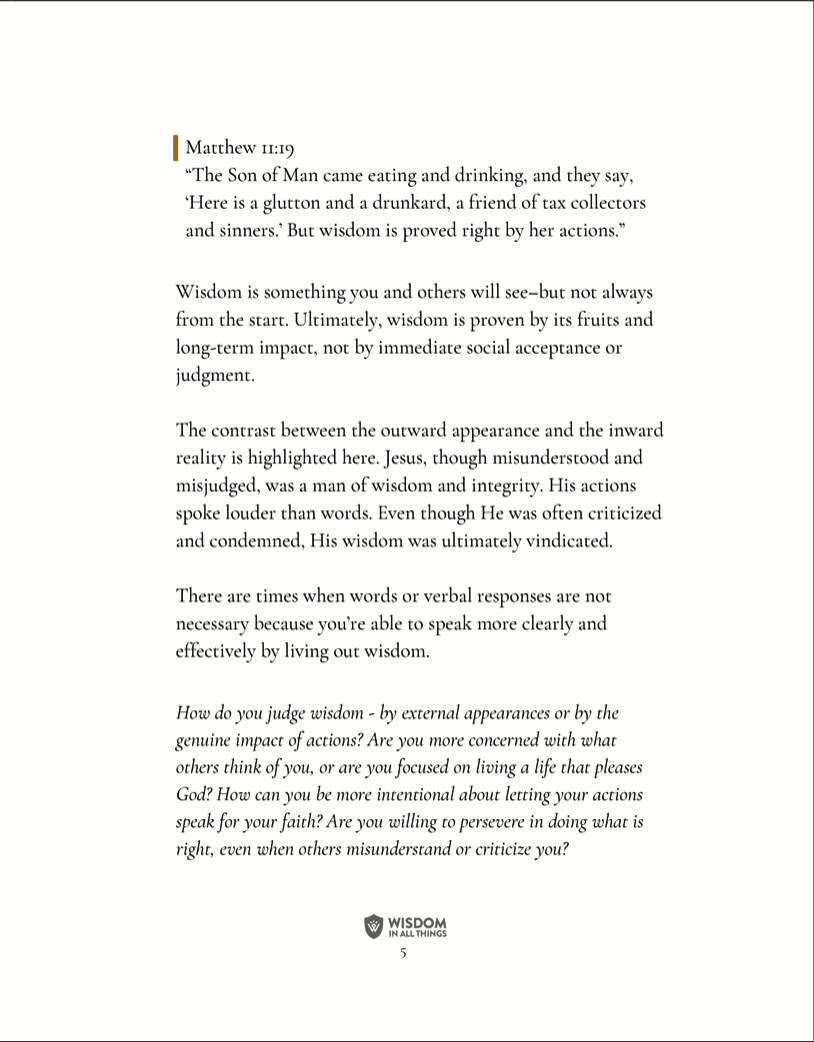 The Word on Wisdom - NT - BOOK